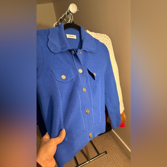 Sold ❌Sandro | Fancy Stitch Knitted Cardigan | L I Blue - Picture 7 of 16
